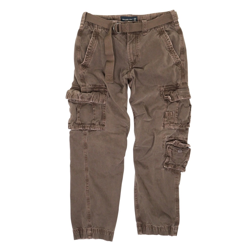 Abercrombie & Fitch Cargo Pants Belted Paratrooper Brown Utility Men 28x27